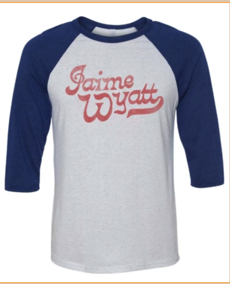 Blue and hotsell white raglan shirt
